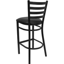 Load image into Gallery viewer, Black Metal Ladder-Back Restaurant Style Bar Stool