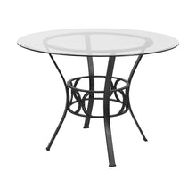 Load image into Gallery viewer, Round 42-inch Glass Dining Table with Metal Frame in Black Finish