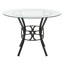 Load image into Gallery viewer, Round 42-inch Glass Dining Table with Metal Frame in Black Finish