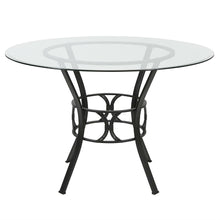 Load image into Gallery viewer, Contemporary 45-inch Round Glass Dining Table with Black Metal Frame
