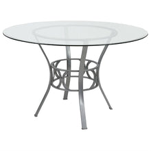 Load image into Gallery viewer, Contemporary 48-inch Round Clear Glass Dining Table with Silver Metal Frame