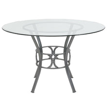 Load image into Gallery viewer, Contemporary 48-inch Round Clear Glass Dining Table with Silver Metal Frame