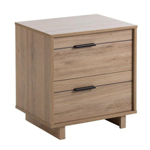 Load image into Gallery viewer, Modern 2-Drawer End Table Nightstand in Light Oak Wood Finish