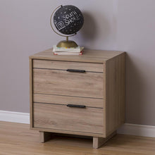 Load image into Gallery viewer, Modern 2-Drawer End Table Nightstand in Light Oak Wood Finish
