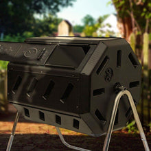 Load image into Gallery viewer, Rotating 37-Gallon 2-Chamber Tumbling Compost Bin Tumbler with Stand