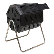 Load image into Gallery viewer, Rotating 37-Gallon 2-Chamber Tumbling Compost Bin Tumbler with Stand