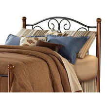 Load image into Gallery viewer, Dora Queen size Metal Headboard in Matte Black and Walnut Finish
