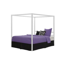 Load image into Gallery viewer, Full size Modern White Metal Canopy Bed Frame