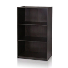Load image into Gallery viewer, Modern 3-Shelf Bookcase in Espresso Wood Finish
