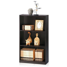 Load image into Gallery viewer, Modern 3-Shelf Bookcase in Espresso Wood Finish