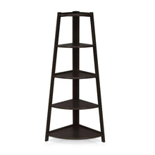 Load image into Gallery viewer, Modern 5-Tier Espresso Wood Ladder Style Bookcase Display Shelf
