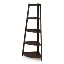 Load image into Gallery viewer, Modern 5-Tier Espresso Wood Ladder Style Bookcase Display Shelf