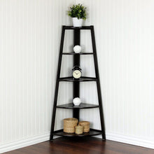 Load image into Gallery viewer, Modern 5-Tier Espresso Wood Ladder Style Bookcase Display Shelf