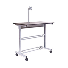 Load image into Gallery viewer, Mobile 48-inch Standing Desk in Dark Walnut with Monitor Mount