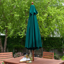 Load image into Gallery viewer, Commercial-Grade 9-Ft Patio Umbrella with Forest Green Sunbrella Canopy