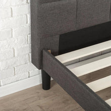 Load image into Gallery viewer, Full size Dark Grey Upholstered Platform Bed with Headboard and Footboard