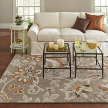 Load image into Gallery viewer, 5&#39;2&quot; x 7&#39;2&quot; Tufted Cotton Area Rug Neutral Beige Yellow Orange Floral Pattern