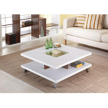 Load image into Gallery viewer, Modern Square Coffee Table in White Wood Finish with Bottom Shelf