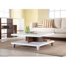 Load image into Gallery viewer, Modern Square Coffee Table in White Wood Finish with Bottom Shelf