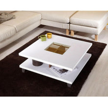 Load image into Gallery viewer, Modern Square Coffee Table in White Wood Finish with Bottom Shelf