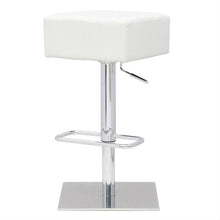 Load image into Gallery viewer, Set of 2 - Modern Backless Swivel Adjustable Height Barstool with White Faux Leather Seat