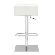 Load image into Gallery viewer, Set of 2 - Modern Backless Swivel Adjustable Height Barstool with White Faux Leather Seat