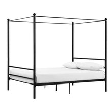Load image into Gallery viewer, Full size Sturdy Canopy Bed Frame in Black Metal Finish