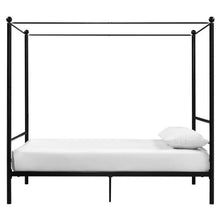 Load image into Gallery viewer, Full size Sturdy Canopy Bed Frame in Black Metal Finish