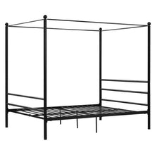 Load image into Gallery viewer, Full size Sturdy Canopy Bed Frame in Black Metal Finish