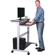 Load image into Gallery viewer, Heavy Duty Steel Frame Standing Computer Desk in Dark Walnut