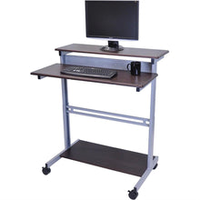 Load image into Gallery viewer, Heavy Duty Steel Frame Standing Computer Desk in Dark Walnut