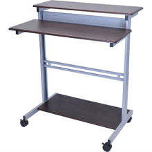 Load image into Gallery viewer, Heavy Duty Steel Frame Standing Computer Desk in Dark Walnut