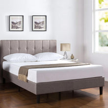Load image into Gallery viewer, Full Medium Grey Upholstered Platform Bed Frame with Button Tufted Headboard