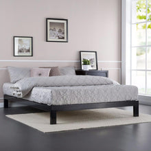 Load image into Gallery viewer, Full size Contemporary Black Metal Platform Bed with Wooden Mattress Support Slats