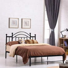 Load image into Gallery viewer, Full size Black Platform Bed Frame with Metal Slats and Headboard