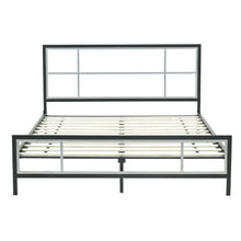 Load image into Gallery viewer, Full size Modern Metal Platform Bed Fame with Headboard Footboard and Wood Slats