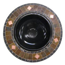 Load image into Gallery viewer, Marble and Slate 34-inch Fire Pit with Copper Accents and Wrought Iron Stand