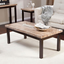 Load image into Gallery viewer, Contemporary Espresso Solid Wood Coffee Table with Faux Marble Top