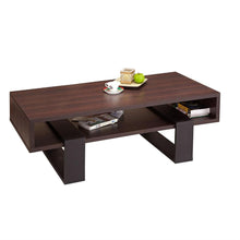 Load image into Gallery viewer, Modern Coffee Table in Black and Walnut Brown Finish