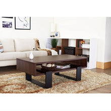 Load image into Gallery viewer, Modern Coffee Table in Black and Walnut Brown Finish