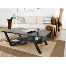 Load image into Gallery viewer, Modern Z-Shape Coffee Table in Black Wood Finish