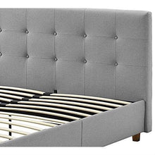 Load image into Gallery viewer, Full size Grey Linen Upholstered Platform Bed with Button-Tufted Headboard