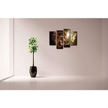 Load image into Gallery viewer, Lion with Mane 4-Panel Wall Art Cavnas Picture Print with Wooden Frame