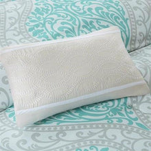 Load image into Gallery viewer, Full - Queen Teal Turquoise Aqua Blue and White Damask Comforter Set