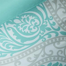 Load image into Gallery viewer, Full - Queen Teal Turquoise Aqua Blue and White Damask Comforter Set