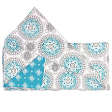 Load image into Gallery viewer, Full - Queen 3-Piece Cotton Quit Set in Aqua Blue White and Grey Floral Pattern