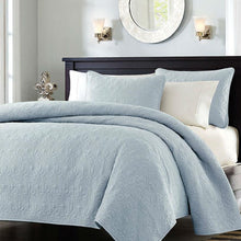 Load image into Gallery viewer, Full - Queen size Quilted Bedspread Coverlet with 2 Shams in Light Blue