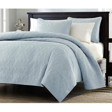Load image into Gallery viewer, Full - Queen size Quilted Bedspread Coverlet with 2 Shams in Light Blue