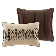 Load image into Gallery viewer, Full - Queen Red Cream Espresso Leaf Stripped 5-Piece Quilt Coverlet Set