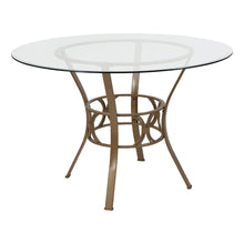 Load image into Gallery viewer, Round 45-inch Clear Glass Top Dining Table with Matte Gold Metal Frame